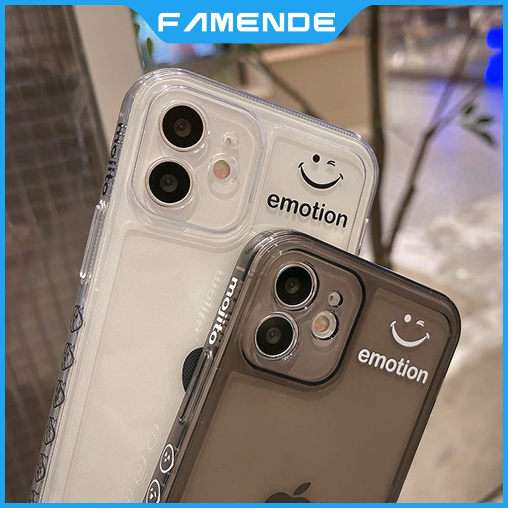 

Couple Smiley Love Phone Case For iPhone 11 12 Pro Max mini 7 8 Plus XR X XS MAX Full Lens Protection Shockproof Case Cover