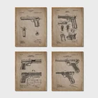 Пистолетный патентный плакат с автоматической печатью, Luger винтажный пистолет, Картина на холсте, военное художественное украшение на стену