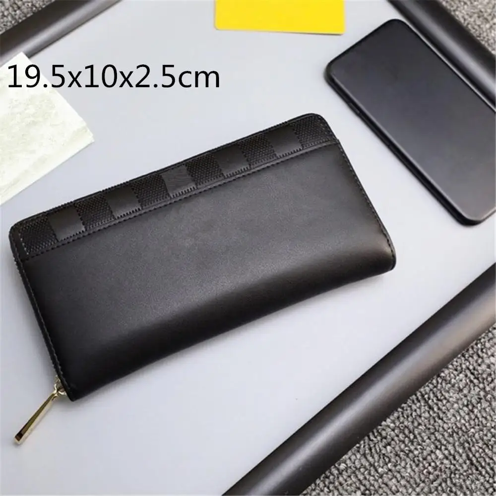 

Высококачественный мужской деловой кожаный черный длинный кошелек на молнии для хранения монет