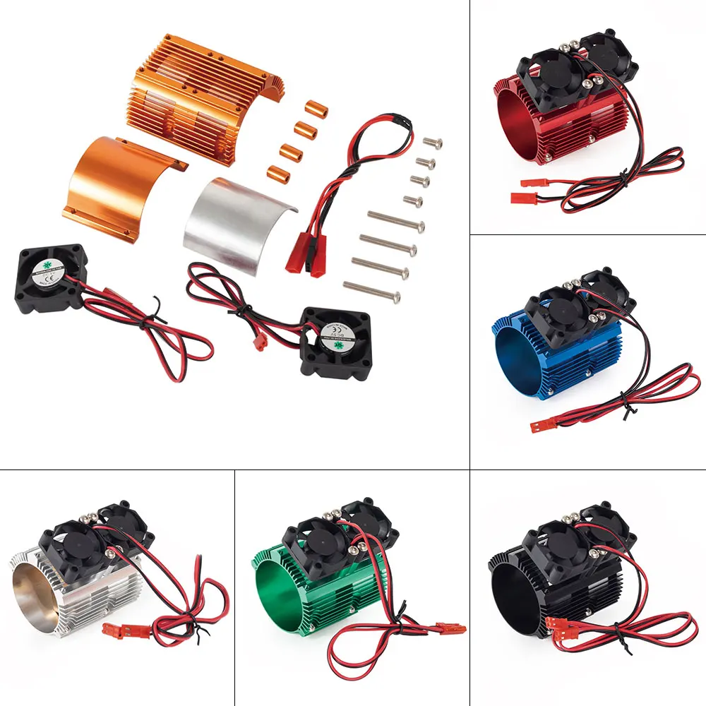 

41-43mm Motor Radiator Dual Fan Heat High Speed Sink for 1/8 1/10 RC Crawler Car Motor Summit E-REVO Upgrade parts