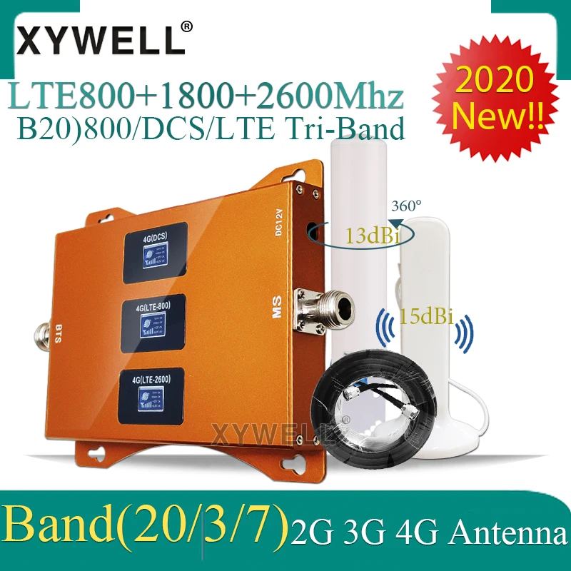 Новинка! Трехдиапазонный усилитель сотового сигнала B20 800/1800/2600 МГц 4g Усилитель LTE
