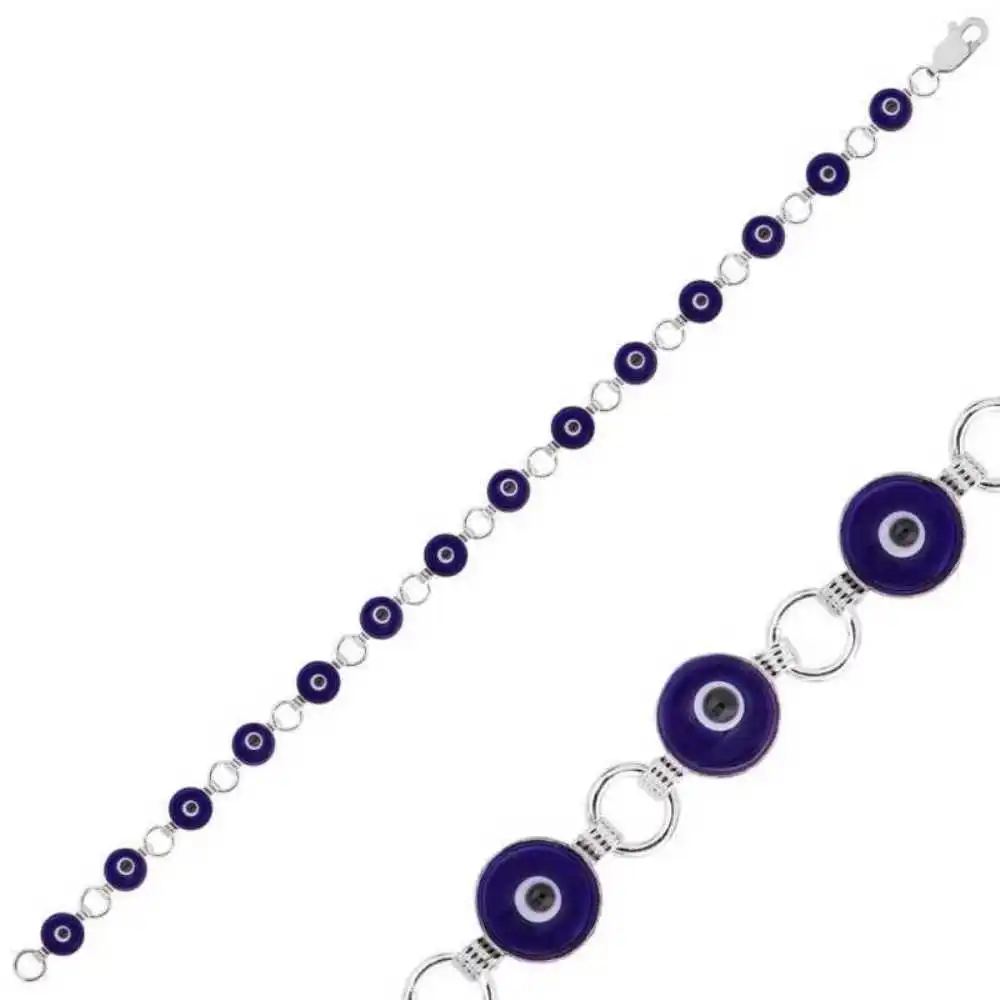 

Vaoov 925 Sterling Silver Evil Eye Women's Bracelet - Made in Turkey