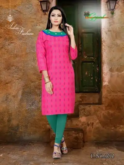 Индийская традиционная Курти 3 четверти рукав Хлопок Курта Болливуд