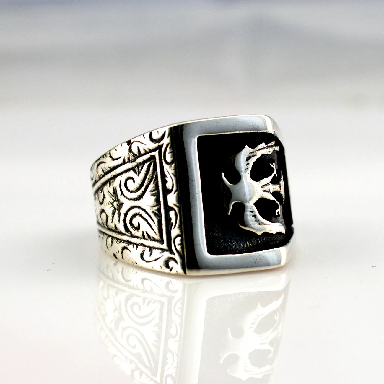 Кольцо из стерлингового серебра 925 пробы с двуглавым орлом для Мужчин Ювелирные