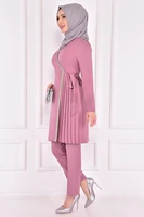 classic women tunic and pants set with glitter detail islamic muslim clothing made in turkey summer spring collection 14003