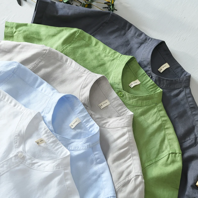 Summer short sleeve shirt men casual white linen cotton tops Breathable comfortable shirts for man clothing Camisa masculina 562