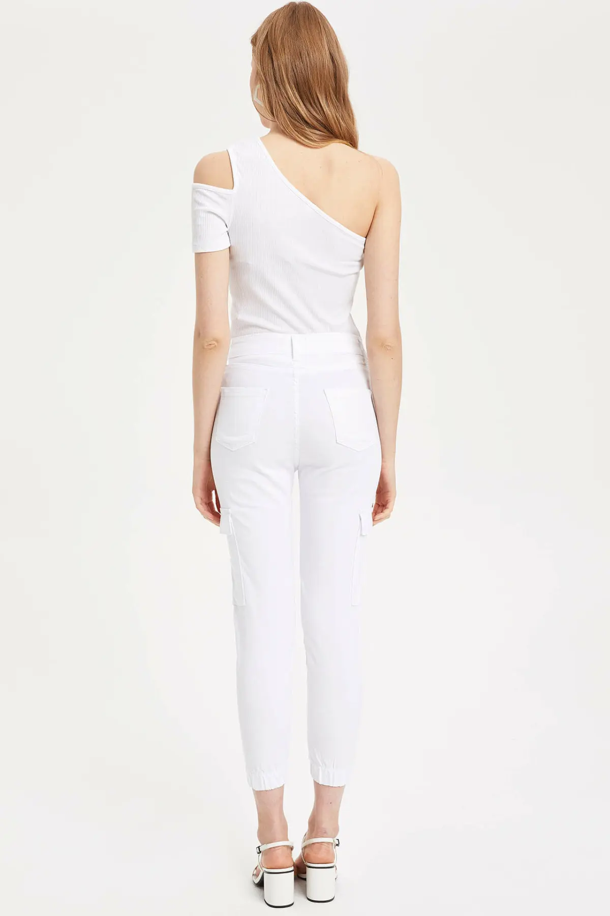 DeFacto женские летние белые обтягивающие брюки повседневные штаны со средней