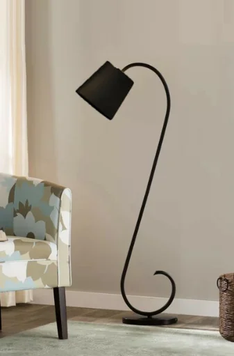 

Swan Modern Black Metal Fabric Headed Floor Floor Lamp swan black