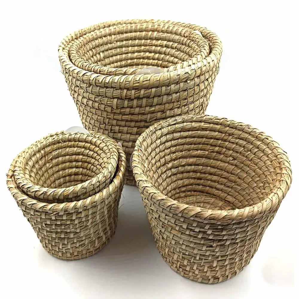 

Five Natural Woven Wickerwork Basket Straw Organizer Crate Box Bin Storage Bread Bowl Bag Organiser Na Flower Pot Hamper Jute