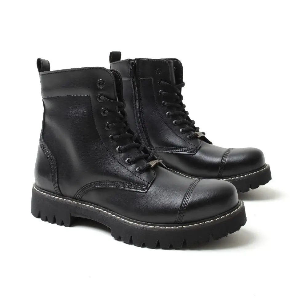 Chekich Черные ботинки для мужчин Не кожа на молнии и шнуровке Зимний сезон Снег До щиколотки Теплая удобная обувь высокого качества Джентльмены Базовый тренд Однотонная мода Мужской на открытом воздухе CH009