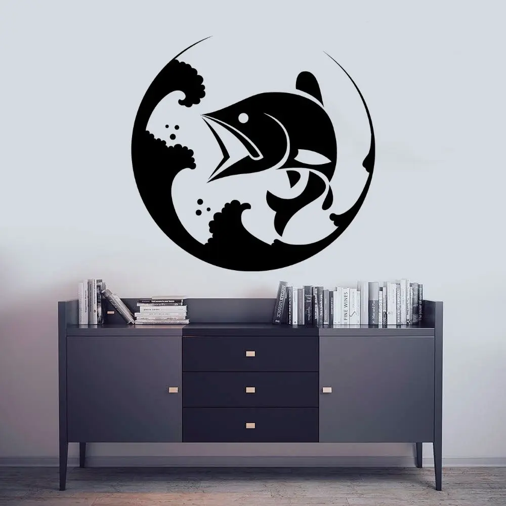 

Fish In Wave Wall Sticker Decal Animal Educational Sticker Home Bedroom Wall Art Decoration A00801