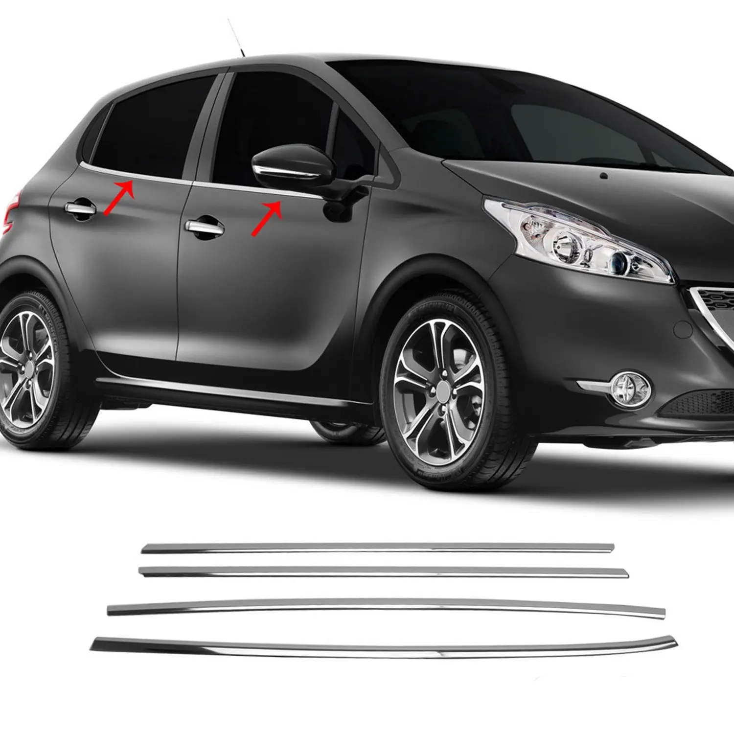 Peugeot 208 Chrome Window Frame Trim 4 Piece (2012-2019)