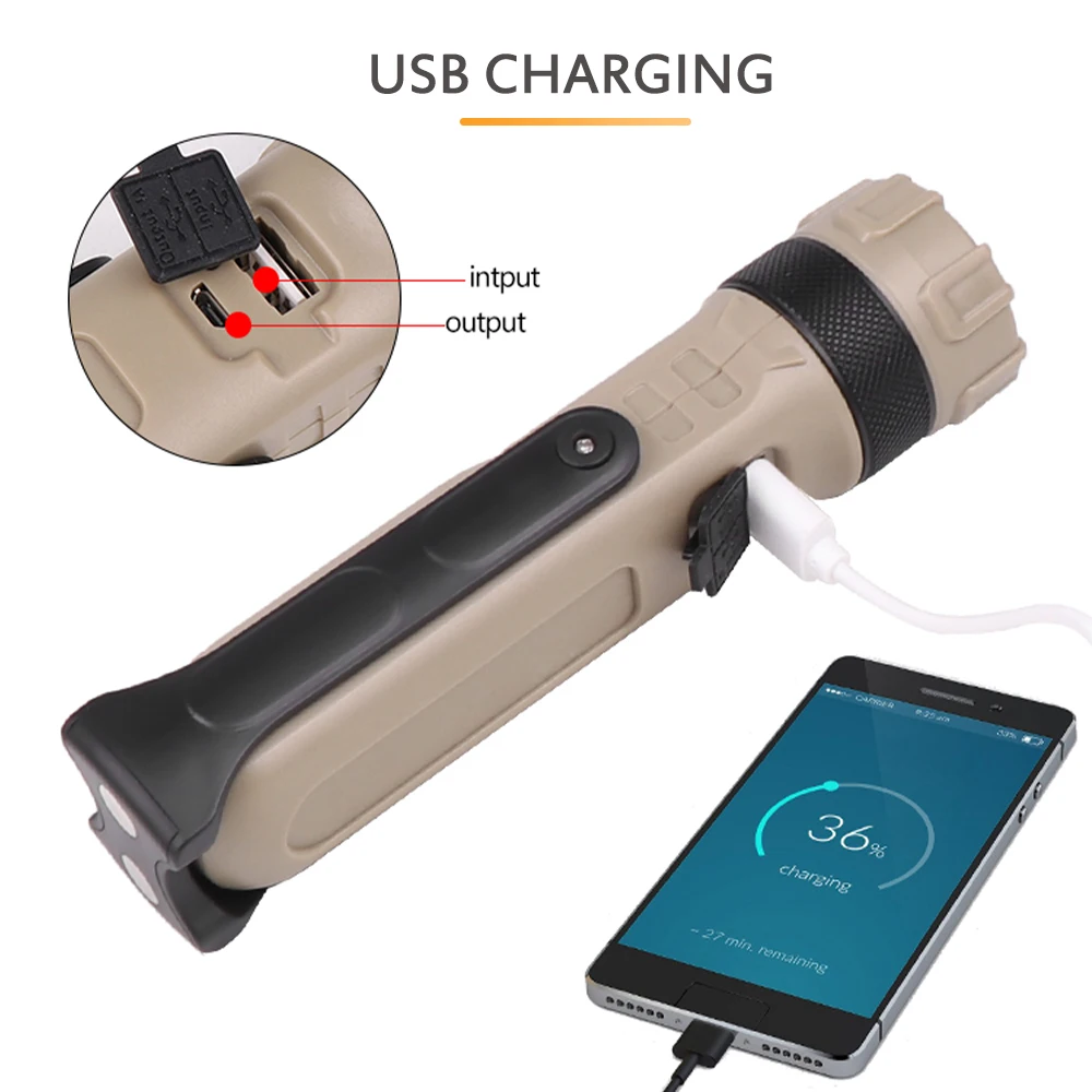 Портативный COB флэш светильник фонарь USB Перезаряжаемый светодиодный рабочий