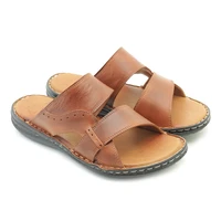 ythg orthopedic mens leather summer slippers comfortable stitched mens leather slippers leather sandals beach slippers men