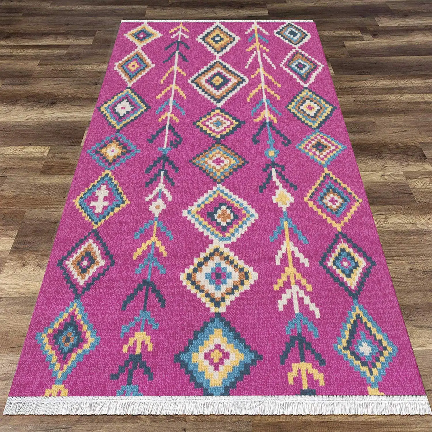 

Else Pink Anatolian Ethnic Turkish Vintage Retro Aging 3d Print Anti Slip Kilim Washable Decorative Area Rug Bohemian Carpet