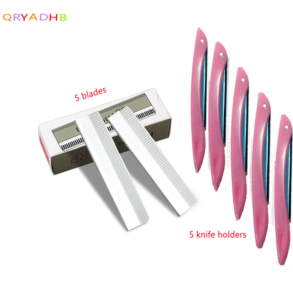 

Affordable Combo 5 Pink Stainless Steel Brow Trimmer Body Hair Trimmer Tool Holder with 5 Stainless Steel Brow Trimmer Blades