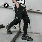 Весенние уличные черные шаровары в стиле хип-хоп, Мужские штаны в стиле панк с эластичной резинкой на талии, повседневные Тонкие штаны для бега, мужские брюки в стиле хип-хоп