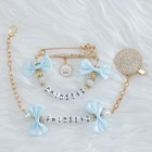 Миокар любое имя украшение Стразы бант розовая брикет держатель для соски и детская коляска цепочка набор игрушек для коляски