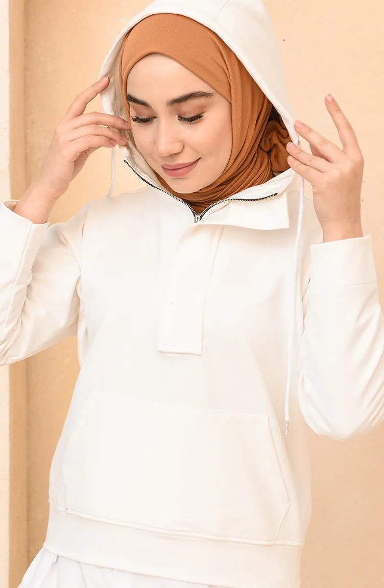 Hooded Tracksuit Set Zippered Pocket Long Sleeve Elastic Waist Sweatpants Women Fashion Muslim Hijab Turkey Istanbul Islam Dubai