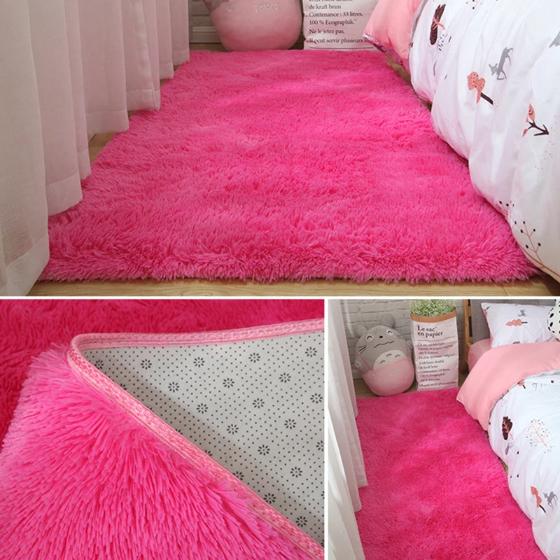 

Pure Color Plush Carpet Thicken Flower Base Mat Nordic Style Large Rose Red Home Decor Bedroom Carpet
