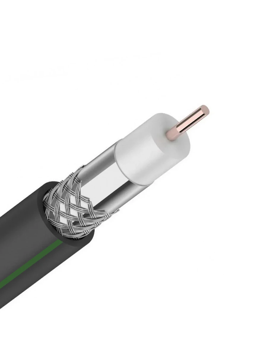 Кабель коаксиальный RG6 для подключения цифрового телевидения CADENA черный 15 м |