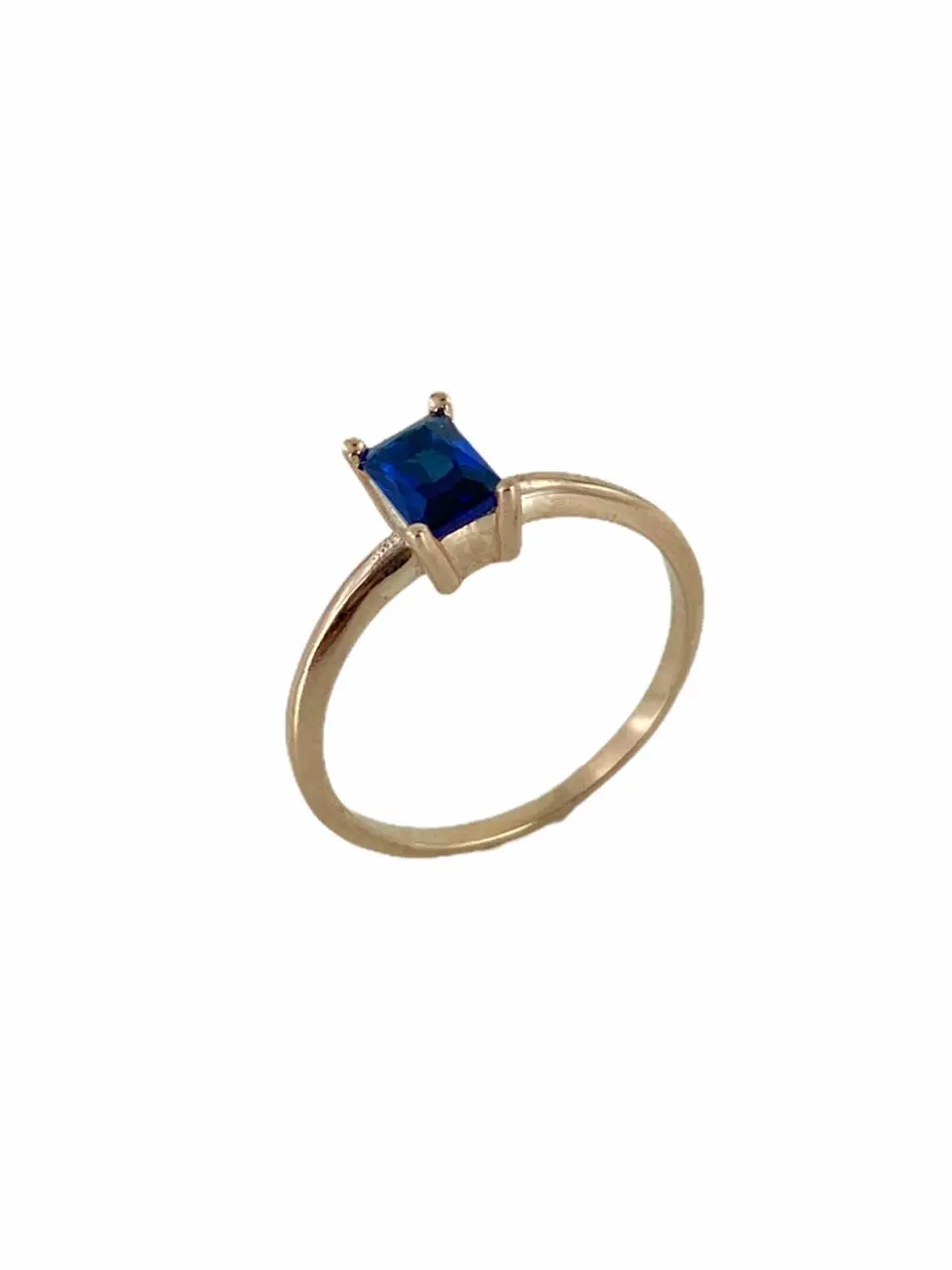 

Tiny Baget Sapphire Stone Golden Montür 925 Silver Ring