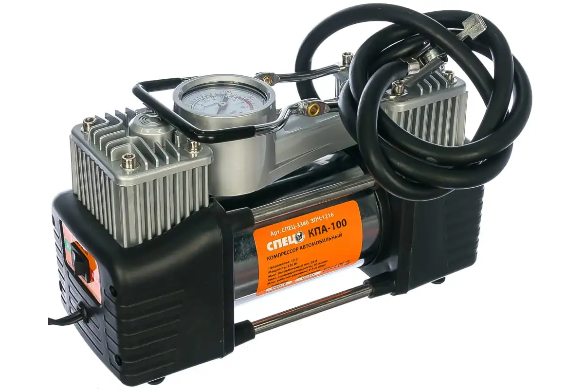 Компрессор автомобильный СПЕЦ КПА-100 насос для накачки шин мяча колес велосипеда