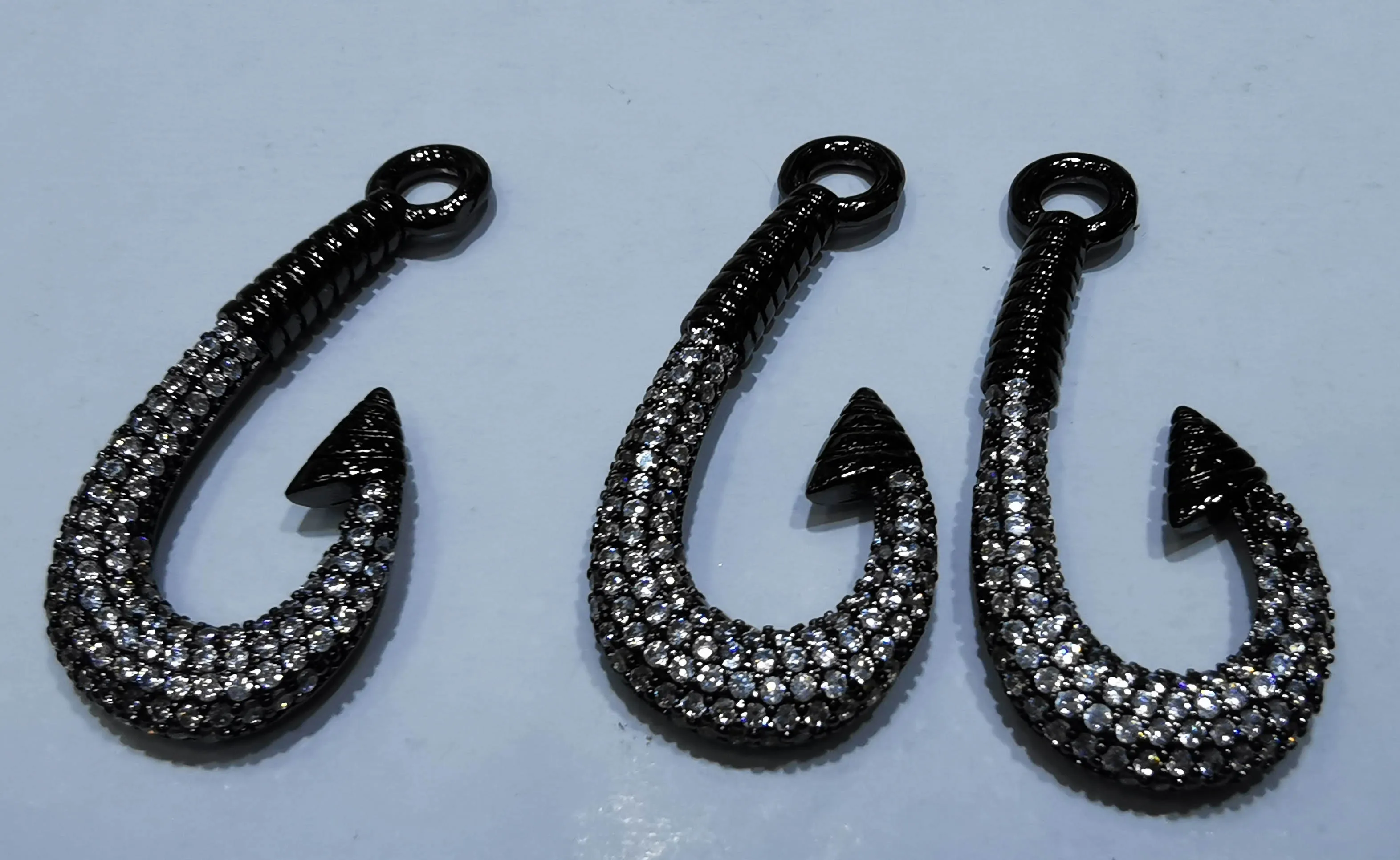 

Large 50mm(2") Hook Charm, Micro Pave Charm , Clear CZ Cubic Zirconia Pendants, Hook Charm Necklace/Bracelet 4pcs