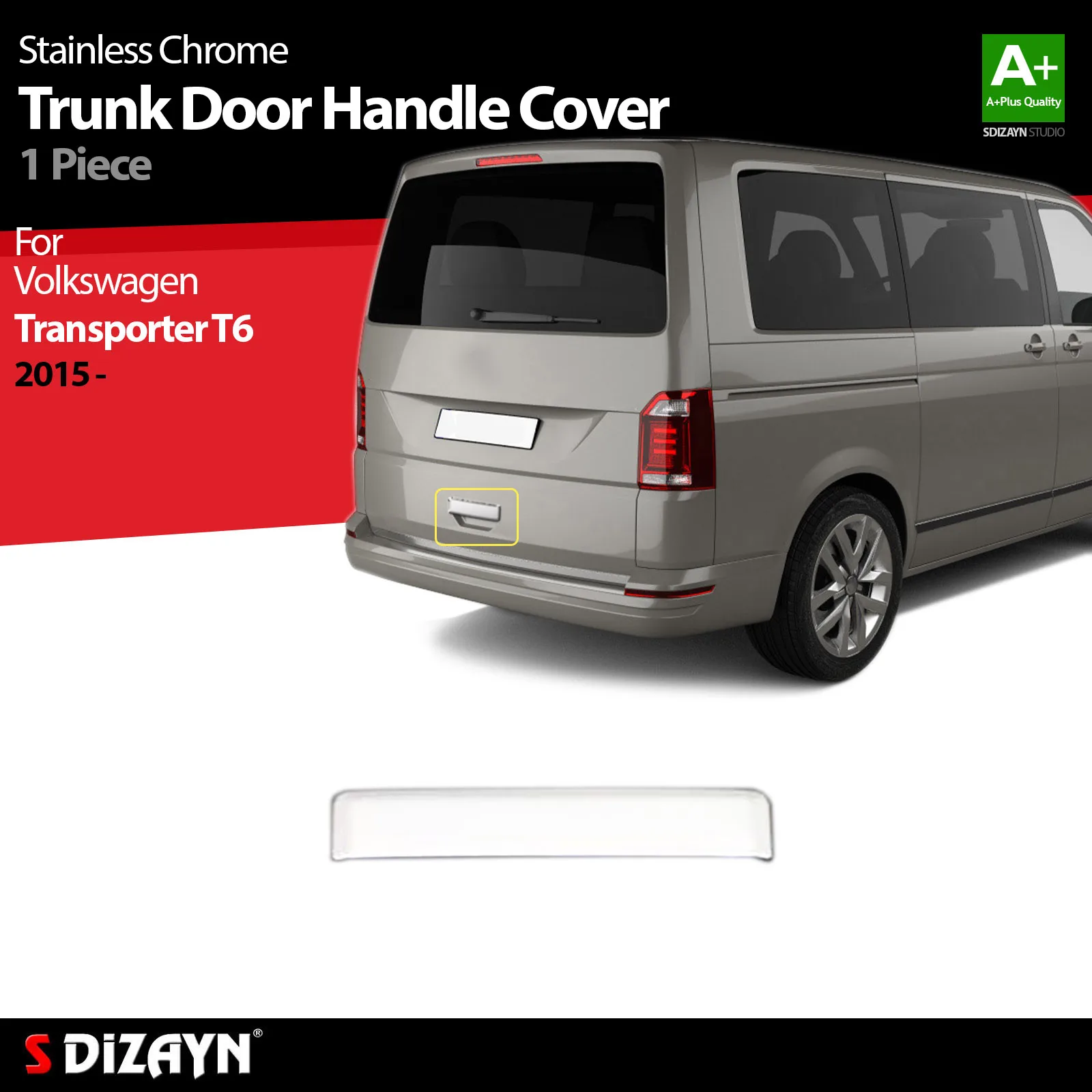 S Dizayn For Volkswagen Transporter T6 Chrome Trunk Door Handle Cover Stainless Steel VW Exterior Car Accessories Parts Auto