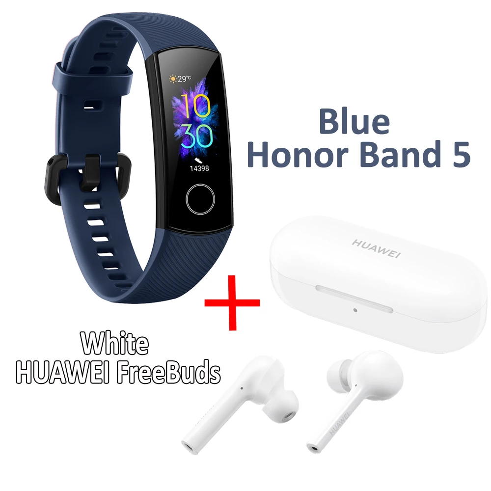 Band with FreeBuds Huawei Honor Band 5 Смарт-браслет с huawei FreeBuds браслет шагомер сенсорный экран для плавания пульсометр для сна - Цвет: Band with FreeBuds