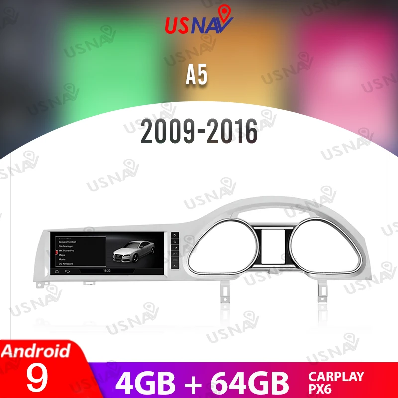 

USNAV 10.25" For Audi A5 2009-2016 Android 9.0 Car DVD Multimedia Player Car Electronic Audio Radio Video Bluetooth Carplay BT