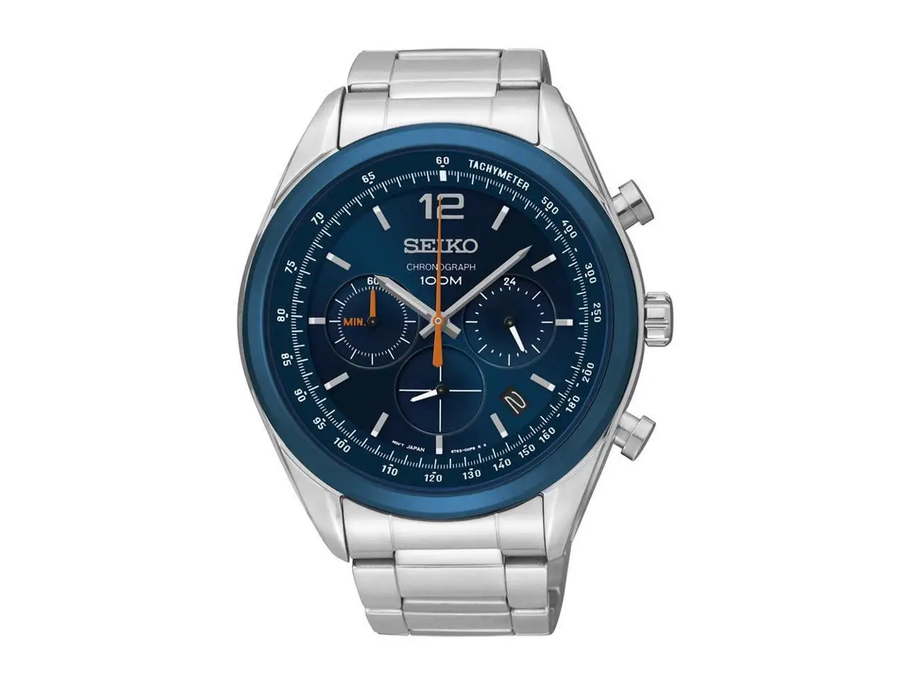 Мужские водонепроницаемые часы Seiko Neosports SSB091P1 синие циферблаты 45 мм стальной