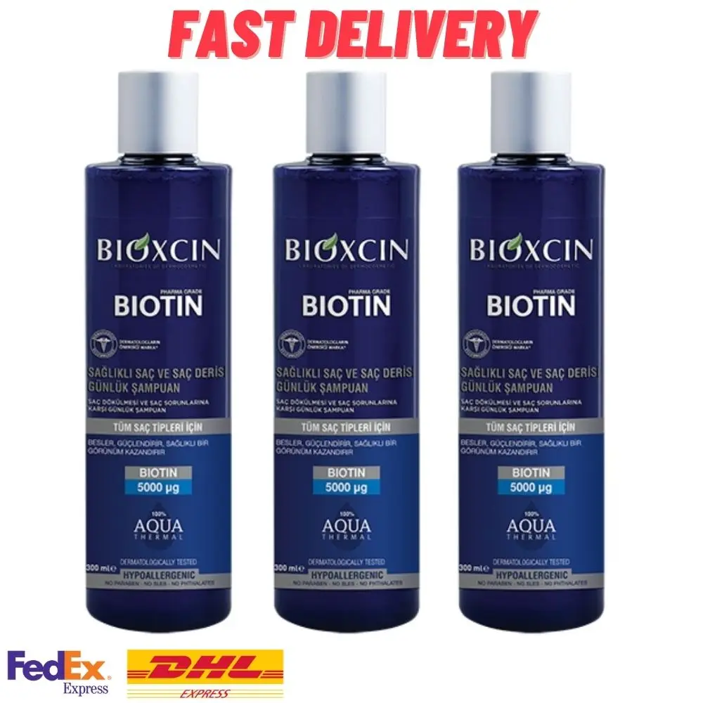 3 PCS Bioxcin Biotin Shampoo Anti-Loss 3 X 300ml Hypoallergenic, SLES and Paraben Free. Prevents Early Hair Loss