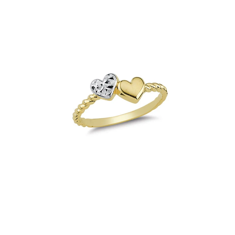 

14K Solid Gold Double Love Ring for Women