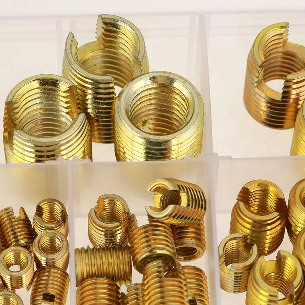 

50Pcs/set M3 M4 M5 M6 M8 Corbon Steel Self Tapping Thread Slotted Inserts Set Thread Repair Tools set Thread Inserts kit