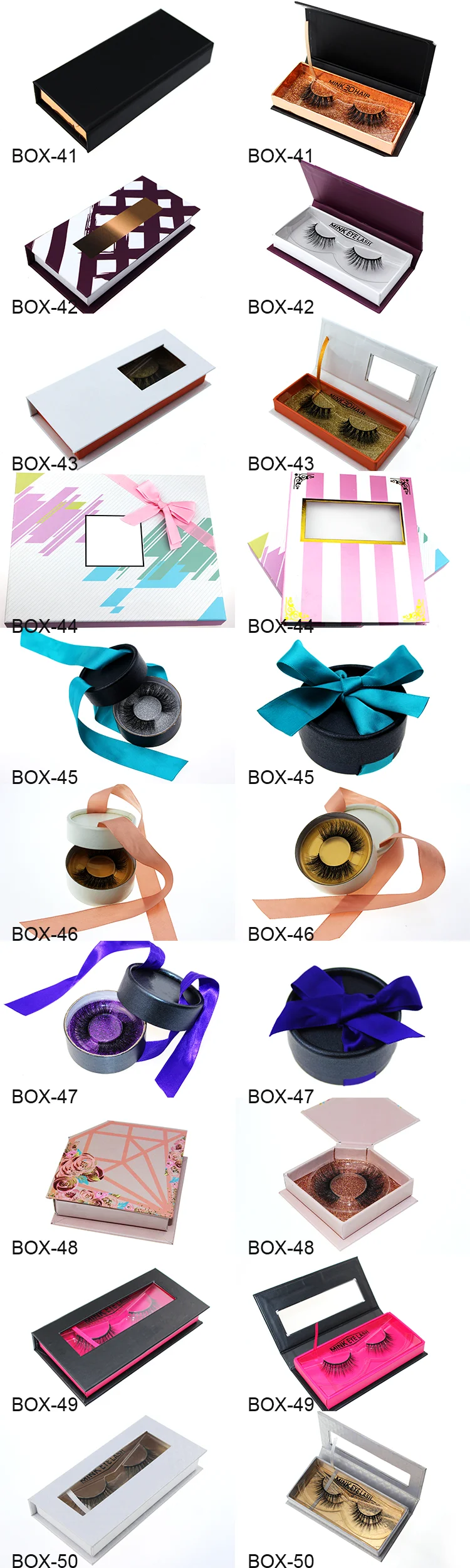 Wholesale Custom Strip Lashes Boxes Free Design Makeup Beauty Cosmetic Cases 8-25mm 3d Mink Lashes Private Label Packaging Box