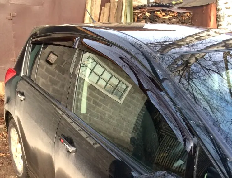 Ветровики для ниссан нисан тиида дефлекторы окон дождевики окна козырьки