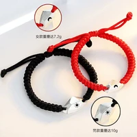 fancy carp sun and moon wish stone braided bracelet black red handmade weave rope lucky card couple bracelet for lover jewelry