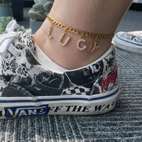 custom zircon name anklet tiny a z initial letter anklets for women personalized stainless steel foot chain on the leg female