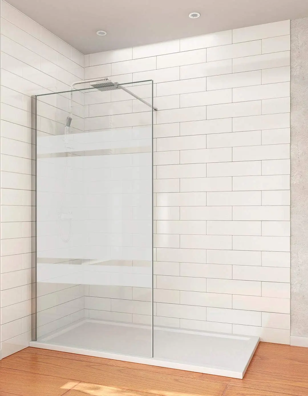 Walk-in shower screen. 80 Cm screen printed Chrome profile with fixed glass. Reversible | Обустройство дома