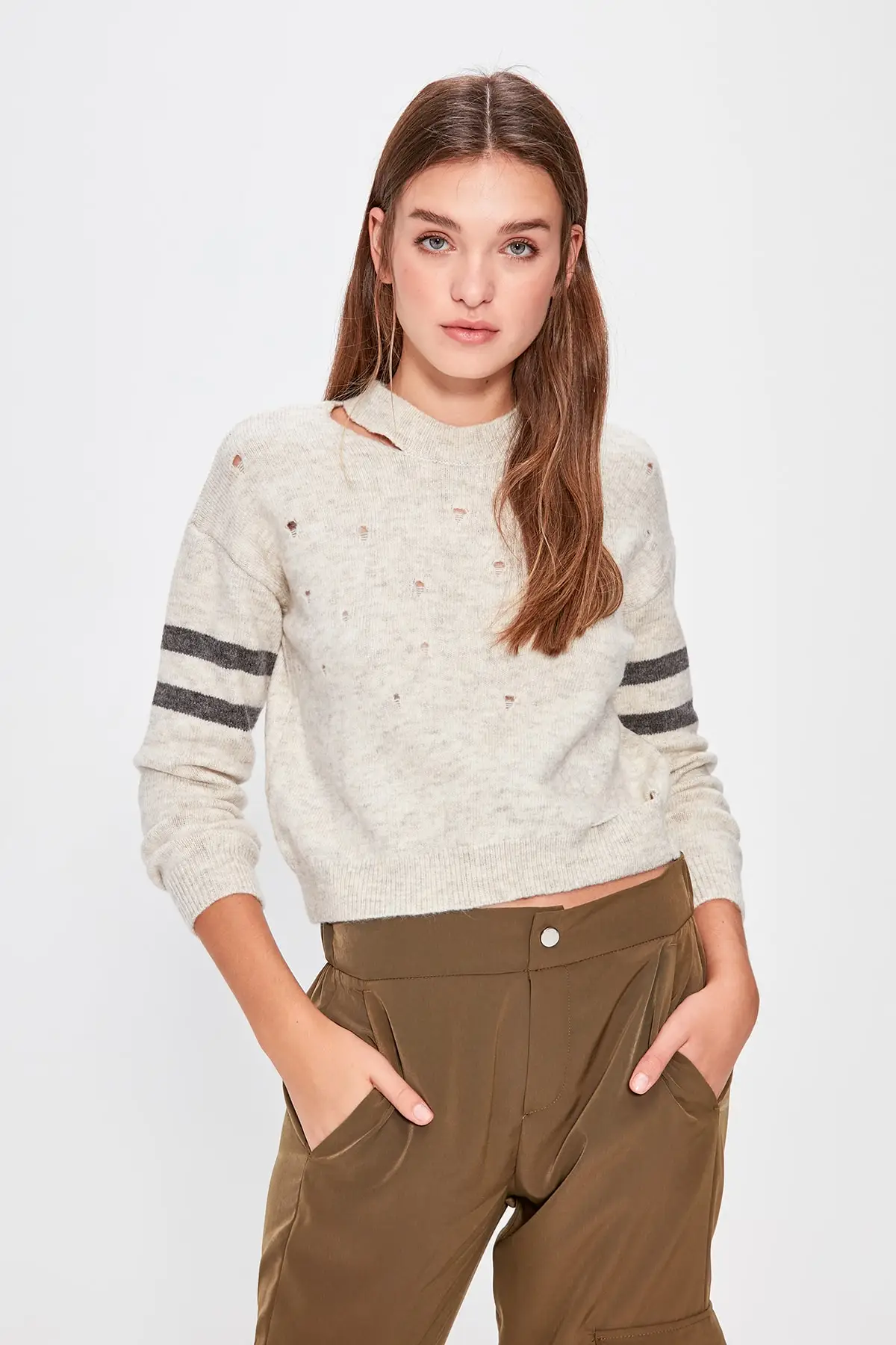 Trendyol Stone Pourer детальный трикотажный свитер TWOAW20KZ0771| |