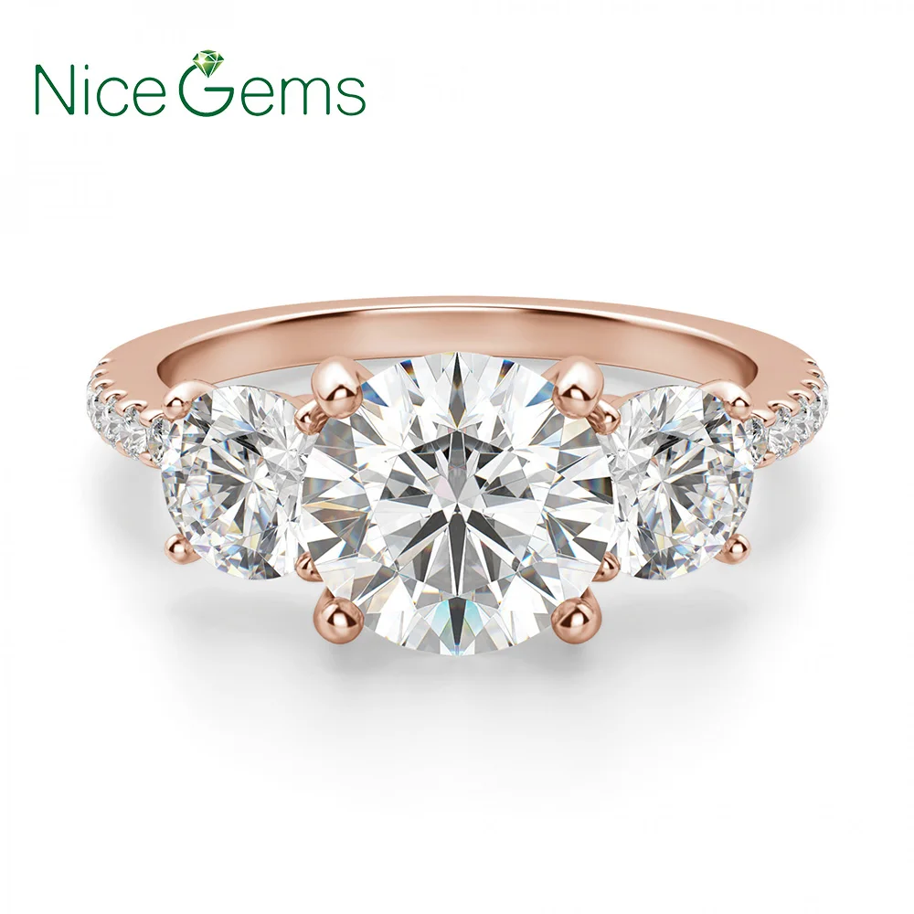 Обручальное кольцо с муассанитом для женщин ювелирное изделие под розовое