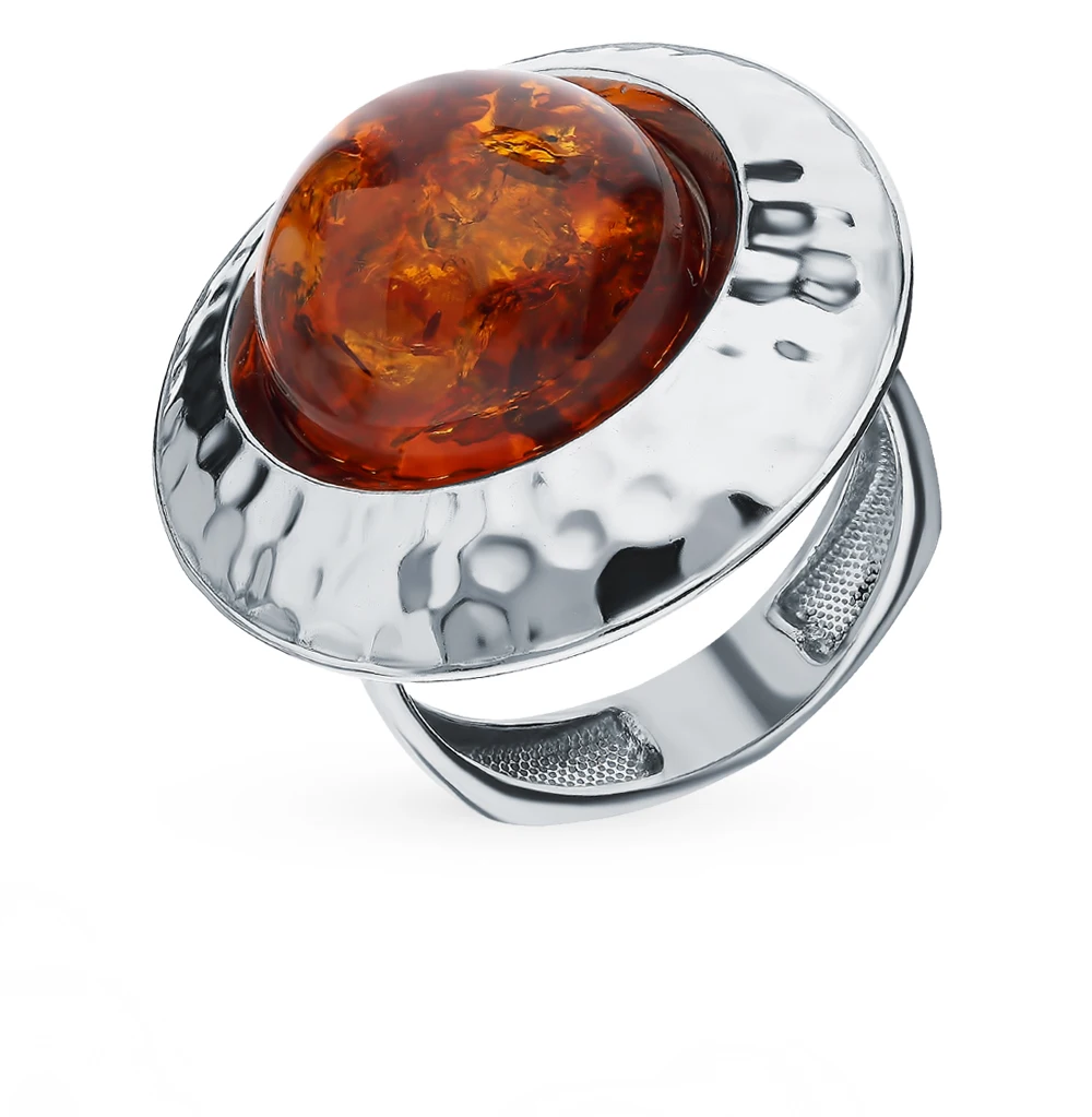 Серебряное кольцо с янтарем SUNLIGHT проба 925|Кольца| |
