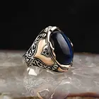 Синий тигровый глаз драгоценный камень 925 пробы серебро Для мужчин, кольцо, кольцо из нержавеющей стали
