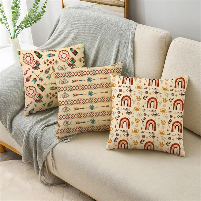 Наволочка в богемном стиле ретро с геометрическим узором для спальни гостиной