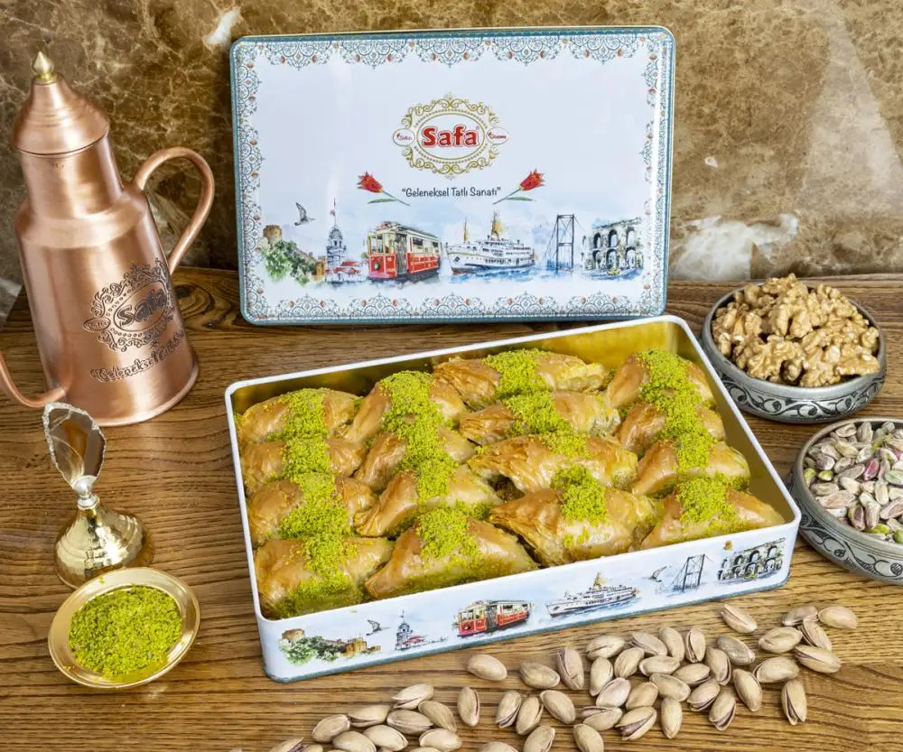 

Отличный вкус с удивительным ароматом, вкусный фисташевый суп (большой) баклава от 1900 до 2100 грамм, бесплатная доставка
