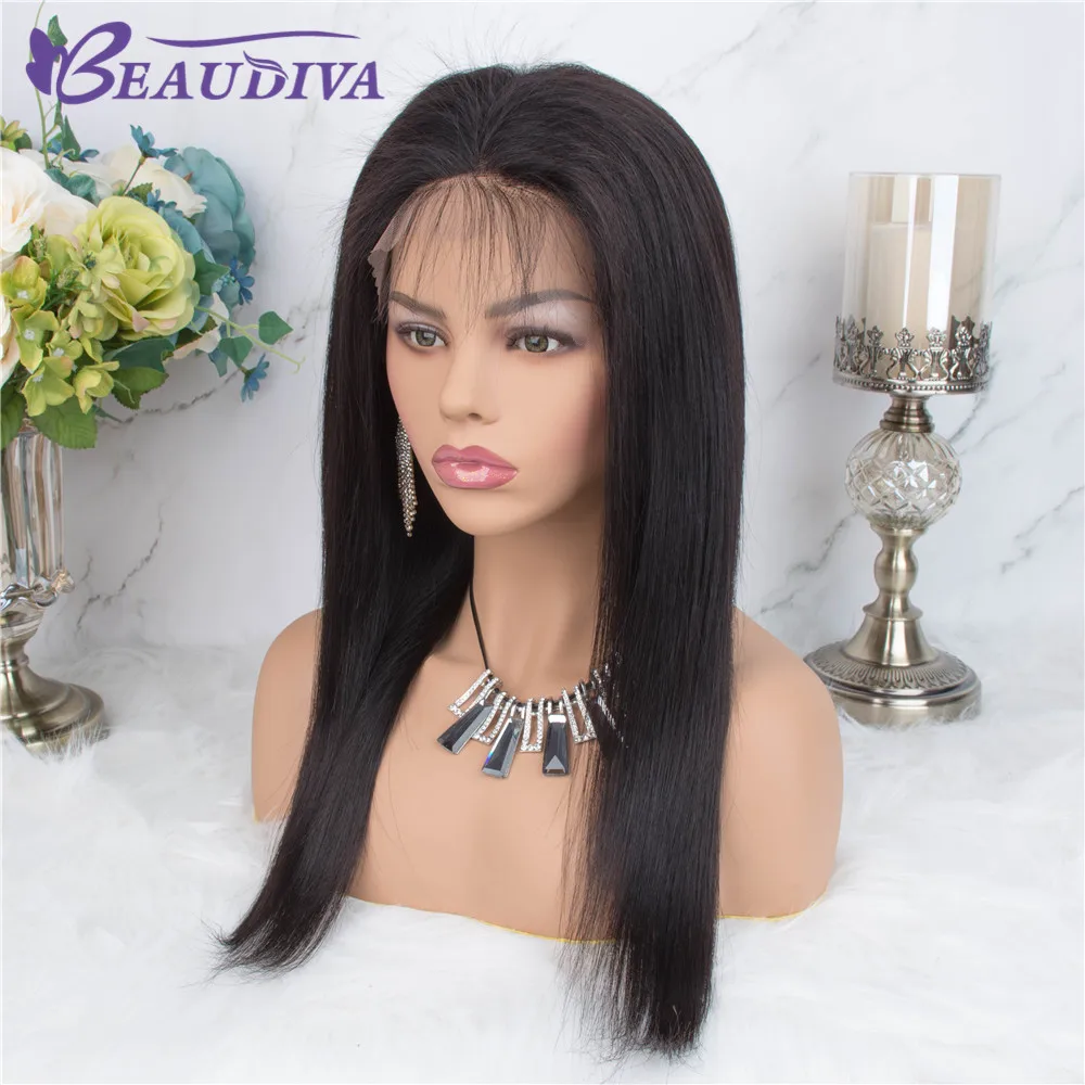 BeauDiva перуанские 360 Кружева Фронтальная парик перуанские прямые волосы парики человеческие волосы парики с детскими волосами для черных женщин