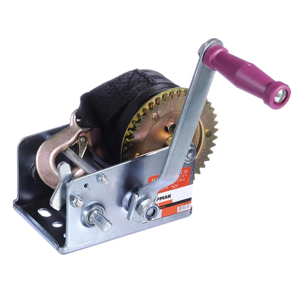 Лебедка ручная шестеренчатая TRT 1201S (трос - ремень) 900кг длина троса 10м |