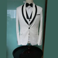 white blazers with black pants business suits men suits for wedding groom tuxedos terno masculino traje custom 2pcscoatpants