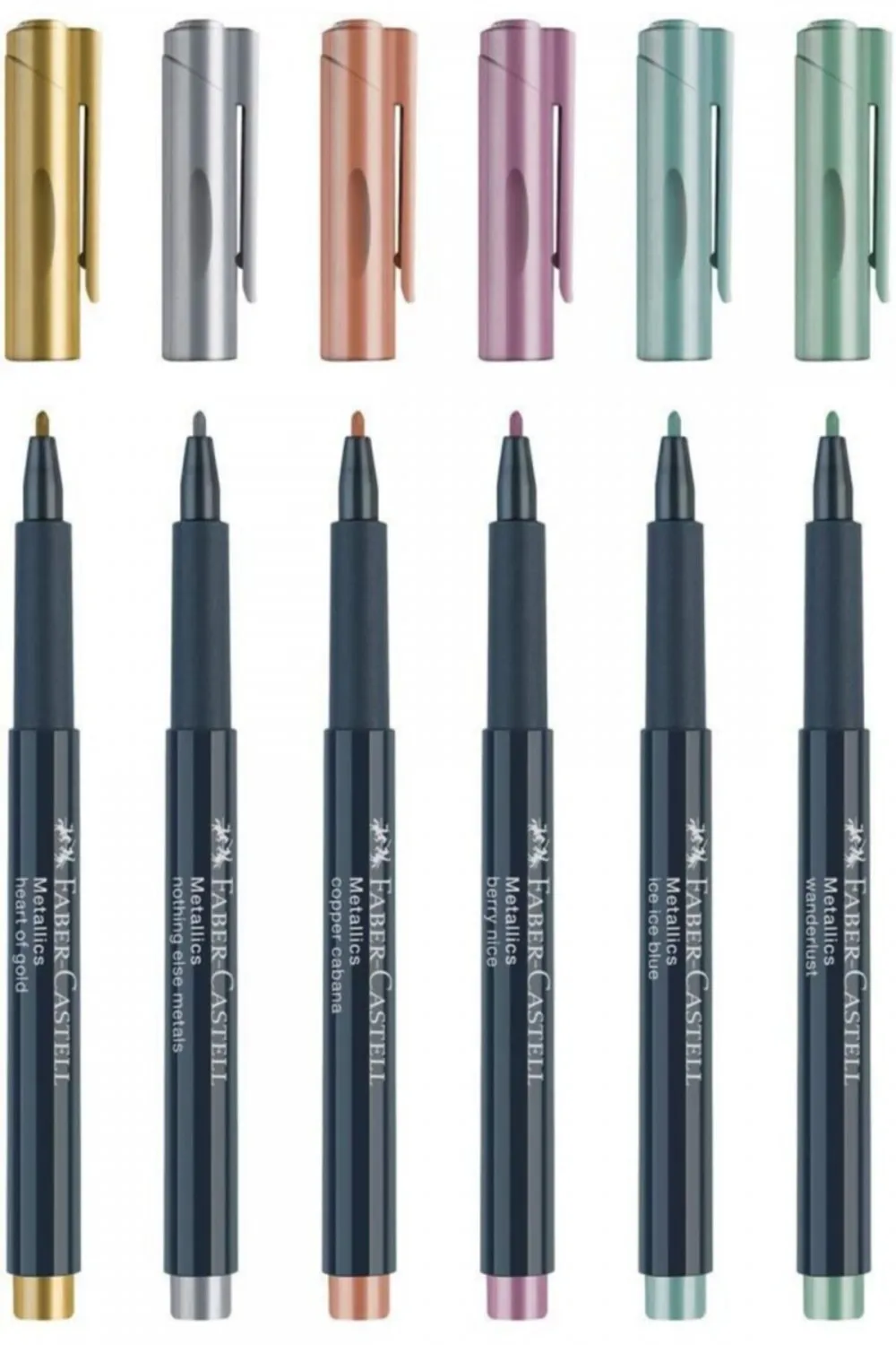 

Metallic Marker Set of 6 Felt Glitter Art Pen Fiber Tip 1.5 mm Line Thickness Suitable Many Surfaces Faber Castell School Office
